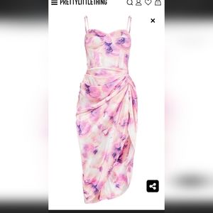 NWT Pretty little thing lilac tie dye bustier dress with side slit